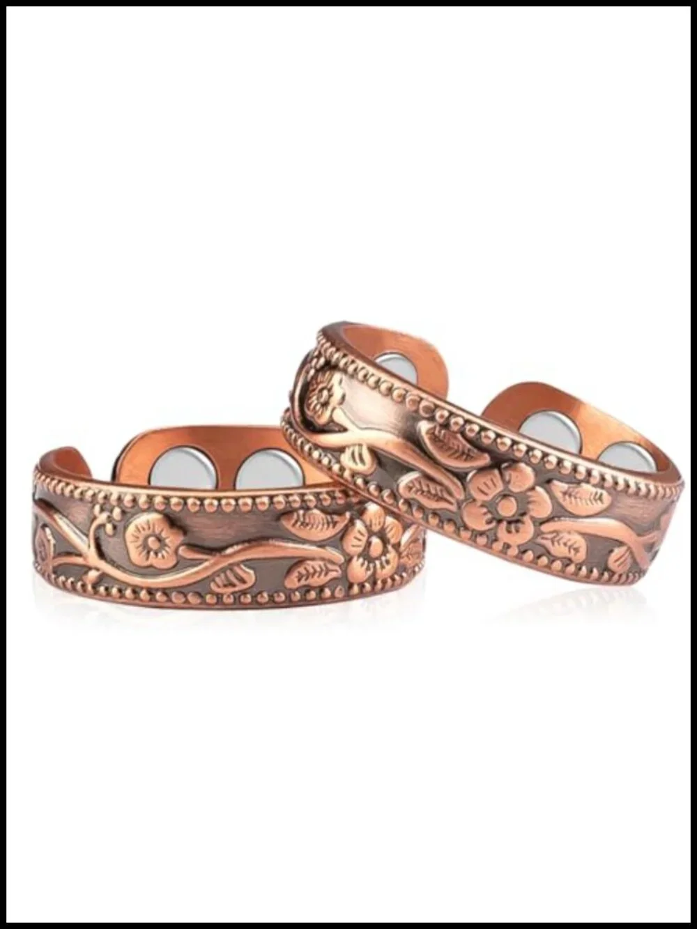 2pcs Magnetic Copper Rings with 4X Magnets Adjustable Open Circle